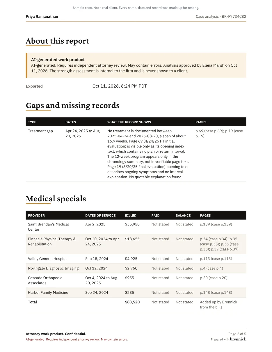 Sample analysis report, Page 2 of 5